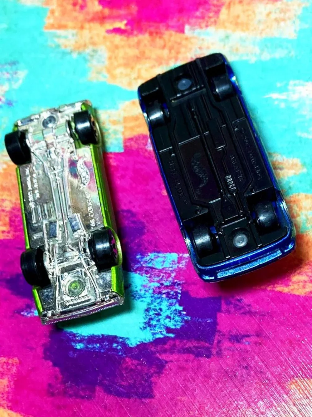 HOT WHEELS COLLECTIBLE TOYS- *2001* Green '68 Cougar & *2003* Blue Steel Flame